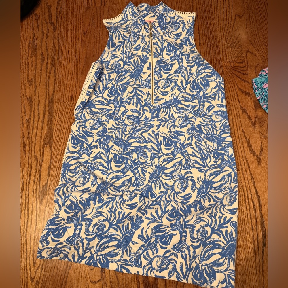 Lilly Pulitzer Blue and Cream Patterned Midi Dress